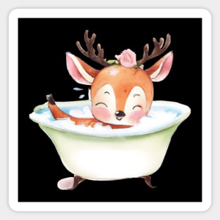 Cute Baby Deer In Bathtub Sticker